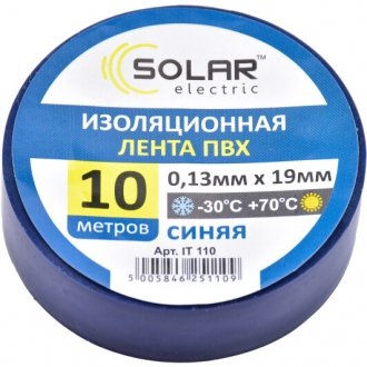 Ізоляційна стрічка ПВХ 15 мм х 10 м SOLAR IT110 (фото 1)