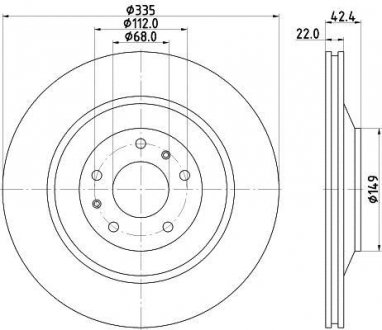 Тормозной диск зад. A8/Phaeton/Coninental 02- 3.0-6.0 (НС PRO) PAGID HELLA 8DD355129-801 (фото 1)