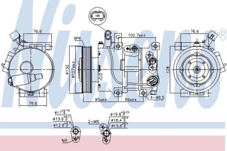 Компрессор HYUNDAI i40 (VF) (11-) 1.6 GDI NISSENS 890425