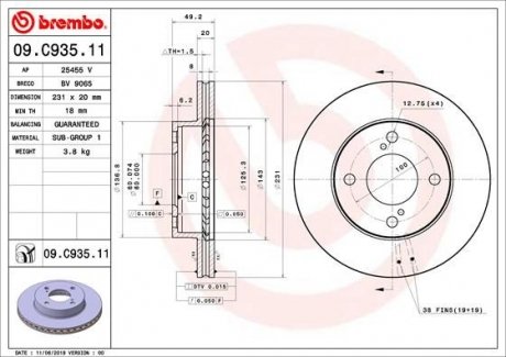 Тормозной диск BREMBO 09.C935.11