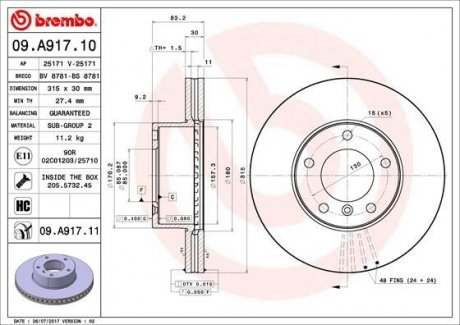 Гальмівні диски BREMBO 09.A917.11 (фото 1)
