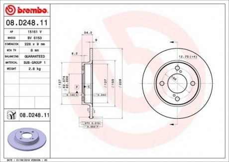 Тормозной диск BREMBO 08.D248.11