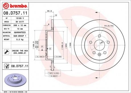 Тормозной диск BREMBO 08.D757.11