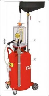 Пневматичний пристрій для зливу масла на колесах YATO YT07190