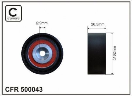 Tension roller without holder, timing belt CAFFARO 500043