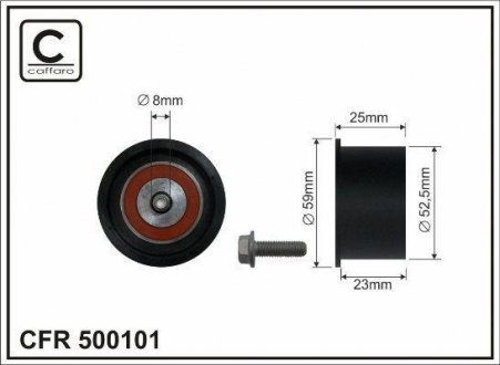 Deflection pulley, timing belt CAFFARO 500101
