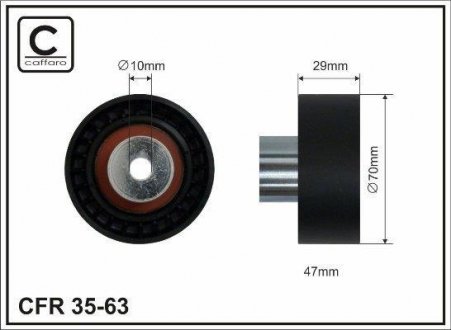 Deflection pulley, timing belt CAFFARO 3563 (фото 1)