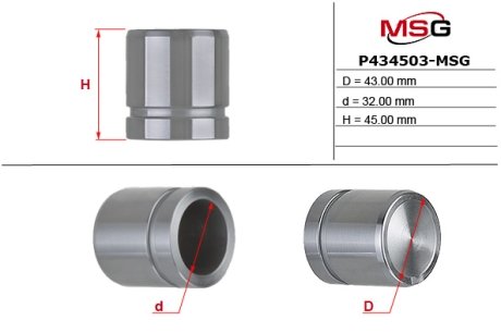 Поршень гальмівного супорту MITSUBISHI Pajero Sport 08-16, Pajero Sport 16-, Pajero Sport 99-09 P434503- MSG P434503MSG