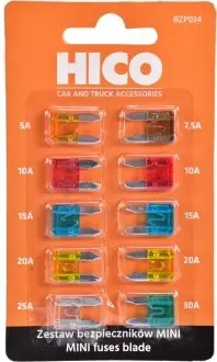 Набір запобіжників FN mini 10 шт. HICO BZP034