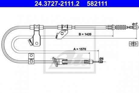 Трос остановочных тормозов ATE 24.3727-2111.2 (фото 1)