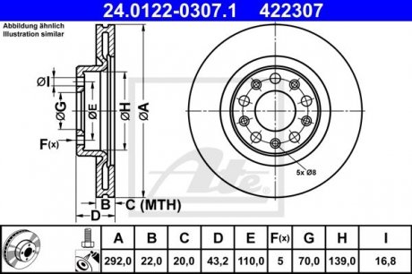 Тормозной диск ATE 24.0122-0307.1
