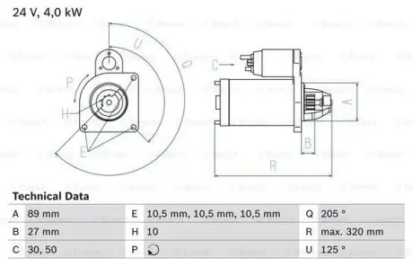 Фото запчастини Стартер BOSCH 0 986 021 190 Стартер BOSCH 0 986 021 190