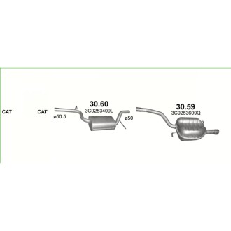 Глушник задня частина VW Passat 1.6 FSi 03/05-06/08 POLMOSTROW 3059