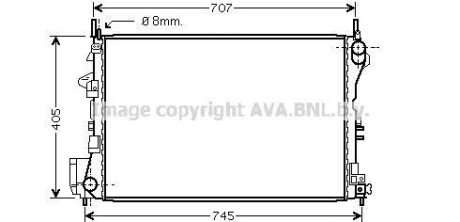 Радиатор 2.2i 16V, 3.2i 16V, 2.0DTi 16V, 2.2DTi 16V [OE. 1300245 - 24418341] AVA OL 2339