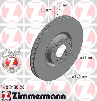 Диск тормозной Coat Z ZIMMERMANN 440313020