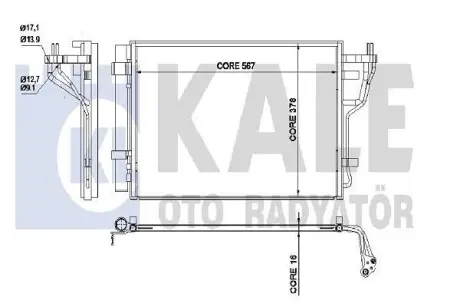 KALE KIA Радиатор кондиционера Cerato II 1.6/2.0 09- KALE OTO RADYATOR 342535