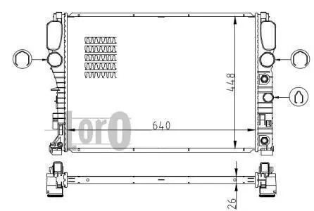 Радіатор охолодження двигуна MB W211/S211/C216 02-10 (+/- AC) LORO 054-017-0033-B