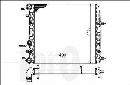 Радіатор охолодження Fabia/Rapid/Roomster 99- (430x414x23) LORO 053-017-0039