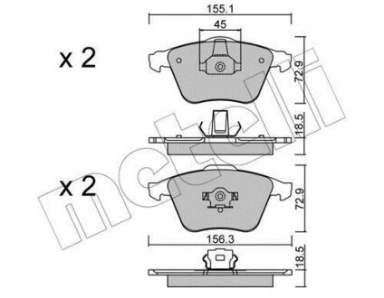 Колодки тормозные (передние) Ford Focus/Mazda 3/Volvo C30/C70/S40/V50/Opel Vectra C 05-14/V40 12- METELLI 22-0549-3