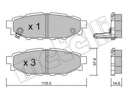Колодки гальмівні (задні) Subaru Forester/Impreza 08-/Legacy 03-14/Outback 03-/Toyota GT 12- METELLI 22-0764-0 (фото 1)