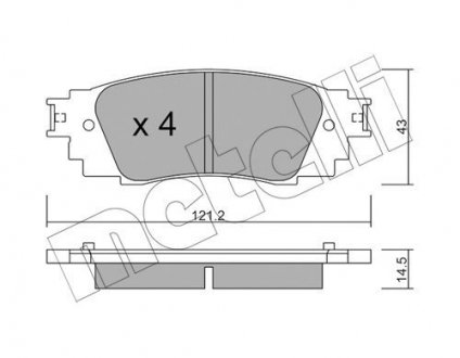 Колодки гальмівні (задні) Toyota Camry 17-/Rav4/Lexus ES/UX 18-/RX 15- METELLI 22-1089-0 (фото 1)