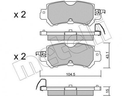 Колодки тормозные (задние) Mazda CX-3 15-/CX-5 11-17 METELLI 22-0970-0 (фото 1)