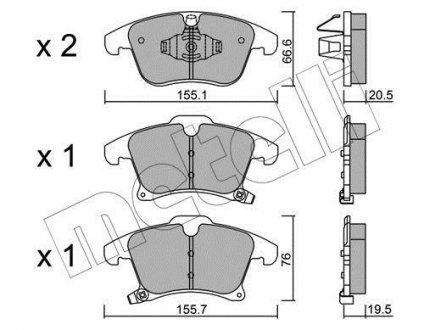 Колодки тормозные (передние) Ford Galaxy III/S-Max/Mondeo V/Fusion 13-/Ford (USA) Fusion 05- METELLI 22-1039-0 (фото 1)
