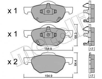 Колодки тормозные (передние) Honda Accord VII 03-08 METELLI 22-0730-0 (фото 1)