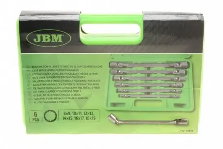 Набор ключей 12-гранных шарнирных (6шт) (8x9-18x19mm) JBM 51659