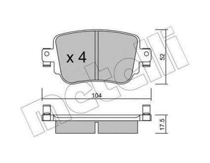 Комплект гальмівних колодок (дискових) (задніх) Audi Q3/Skoda Octavia/Seat Leon/VW Golf/Caddy IV 14- METELLI 22-0980-0
