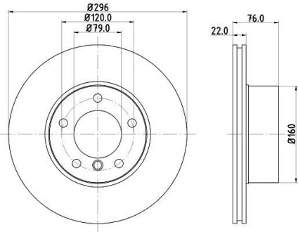 Диск тормозной перед. (вентил.) BMW 5-serie (E39) (296*22) PAGID HELLA 8DD 355 104-591