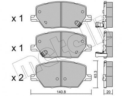 Тормозные колодки (передние) Fiat 500X 1.4-1.6/1.6-2.0D 14-/ Jeep Renegade1.4-1.6/2.0CRD 14- METELLI 22-1001-0 (фото 1)