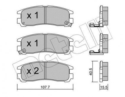 Тормозные колодки (задние) Mitsubishi Lancer V-VII 94-13/Galant VII 92-96/Space Wagon 98-04 METELLI 22-0398-0