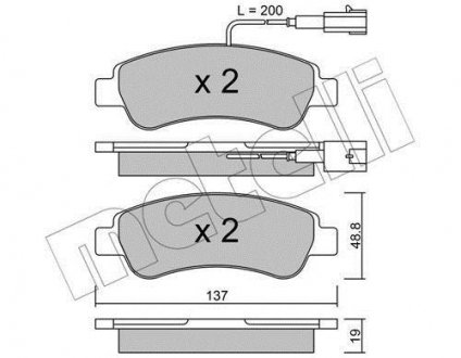 Колодки тормозные (задние) Citroen Jumper/Fiat Ducato/Peugeot Boxer 06- (+датчики)) METELLI 22-0710-1 (фото 1)