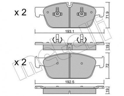 Тормозные колодки (передние) MB M-class/GLE (W166) 11-18/GL-class (X166) 12-19 METELLI 22-0967-0 (фото 1)