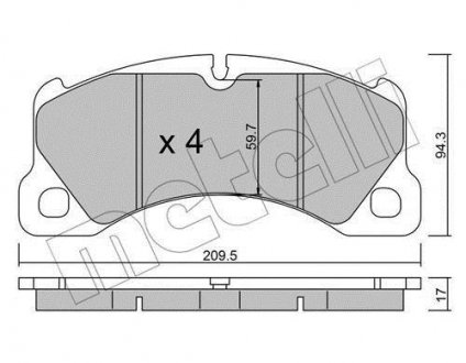 Тормозные колодки (передние) Porsche Cayenne/Panamera/Macan/VW Touareg 09- METELLI 22-0957-3