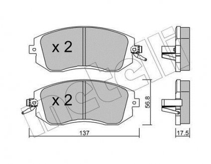 Тормозные колодки (передние) Subaru Forester/Impreza/Legace V/Outback 10- METELLI 22-0500-1 (фото 1)