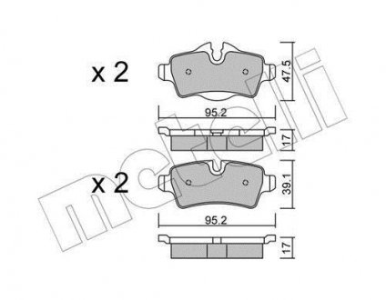 Тормозные колодки (задние) Mini (R56)/Roadster (R59)/Clubman (R55) 06-06 METELLI 22-0769-0 (фото 1)