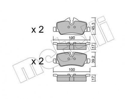 Колодки гальмівні (задні) Mini Mini Cooper/One 13- B36/B37/B46/B47/B48 METELLI 22-1014-0