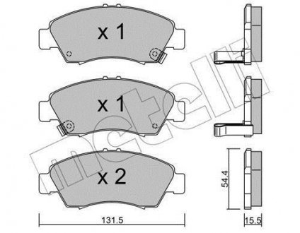 Колодки гальмівні (передні) Honda Civic V/VI 91-01/VIII 10-12/Jazz 02- METELLI 22-0138-0 (фото 1)