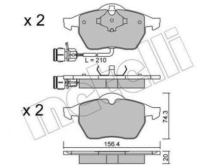 Колодки тормозные (передние) Audi 100 90-94/Audi A6 94-97 (+датчики)) METELLI 22-0181-0