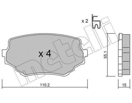 Тормозные колодки (передние) Suzuki Grand Vitara 98-05/Vitara 88-98 METELLI 22-0249-0