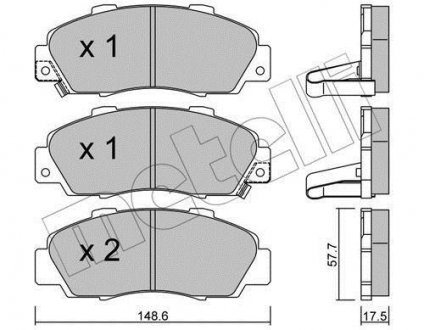 Тормозные колодки (передние) Honda Accord V/VI 93-03/Civic 97-01 METELLI 22-0298-0 (фото 1)