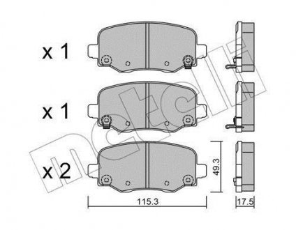 Тормозные колодки (задние) Fiat 500/Jeep Compass/Renegade 14- METELLI 22-1002-1 (фото 1)
