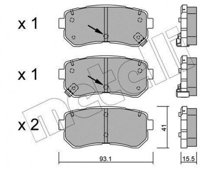 Тормозные колодки (задние) Hyundai Kona/Kia Picanto 11- METELLI 22-0725-1 (фото 1)