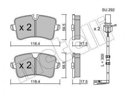 Колодки гальмівні (задні) Audi A8 09-(з датчиками) METELLI 22-0955-1K