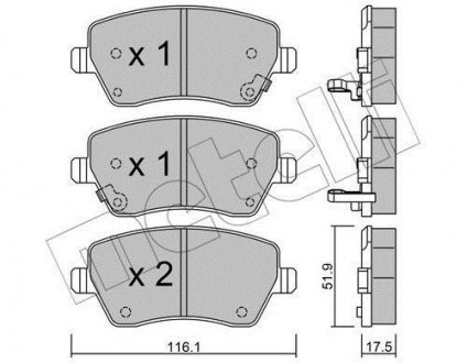 Тормозные колодки (передние) Nissan Micra/Note 10- METELLI 22-0485-2 (фото 1)