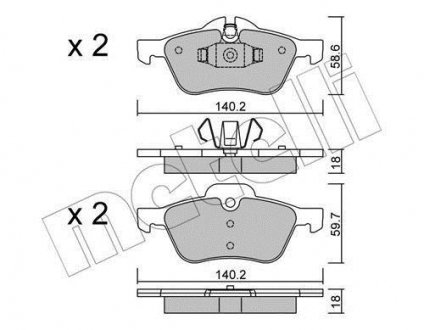Тормозные колодки (передние) Mini Cooper/One 01-06 METELLI 22-0555-0 (фото 1)