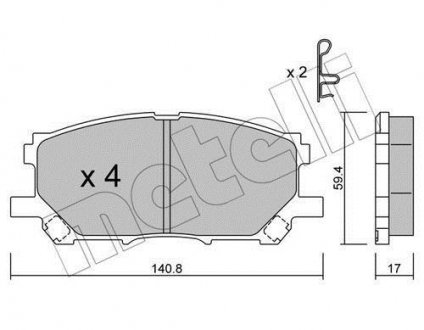 Тормозные колодки (передние) Lexus RX 03-09 METELLI 22-0618-0