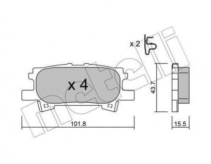 Тормозные колодки (задние) Lexus RX 03-08 METELLI 22-0619-0 (фото 1)